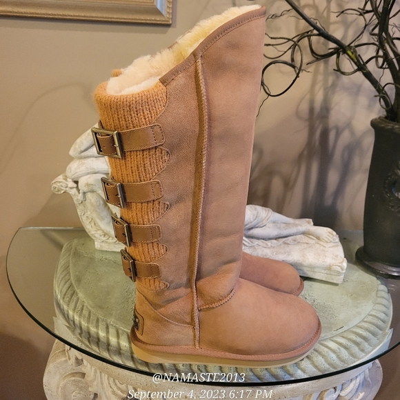 Australia Luxe Collective Spartan Tall Suede Shearling Moto Gladiator Boot #501 - Picture 5 of 15